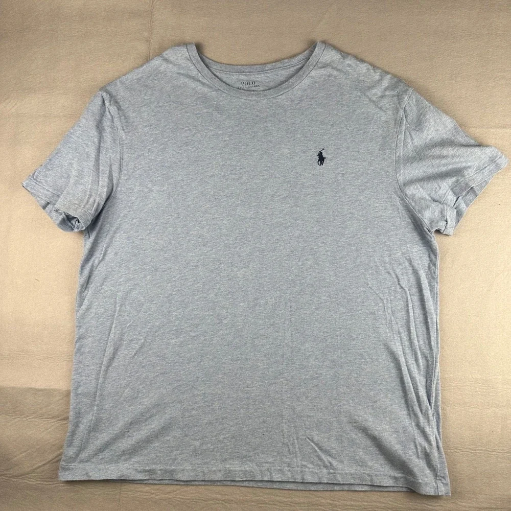 Polo Ralph Lauren Mens Classic Fit T-Shirt Blue Heather Cotton Large L Logo